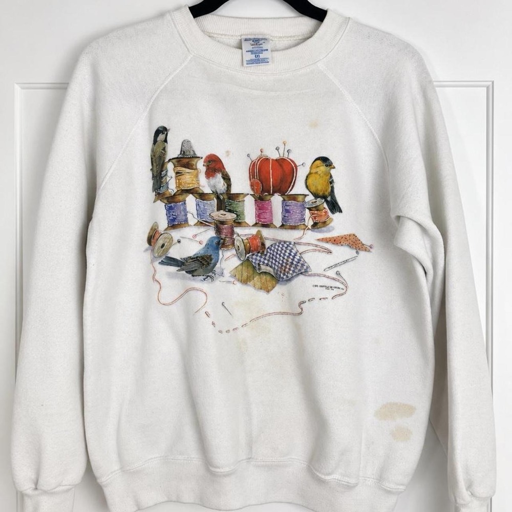 Vintage 1995 Impulse Wear Birds & Sewing Crewneck Sweatshirt